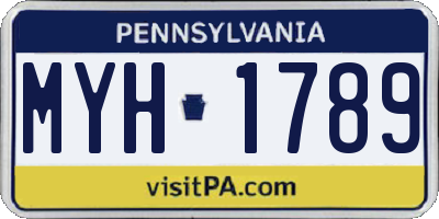 PA license plate MYH1789