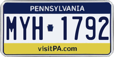 PA license plate MYH1792