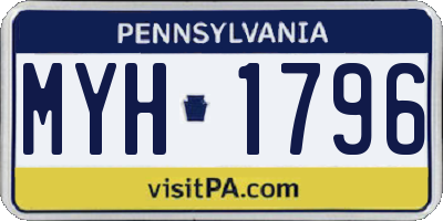 PA license plate MYH1796