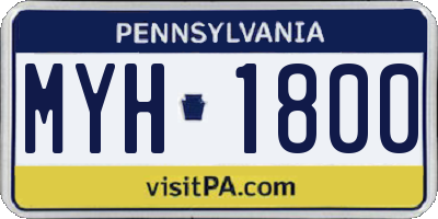 PA license plate MYH1800