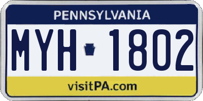 PA license plate MYH1802