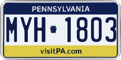 PA license plate MYH1803