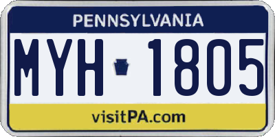 PA license plate MYH1805