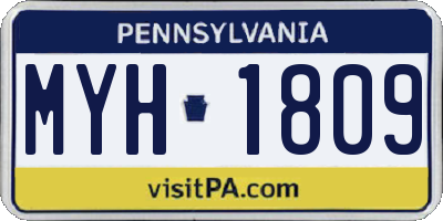PA license plate MYH1809