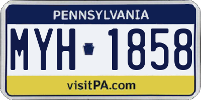 PA license plate MYH1858