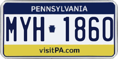 PA license plate MYH1860