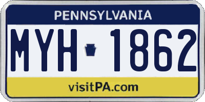 PA license plate MYH1862