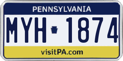 PA license plate MYH1874