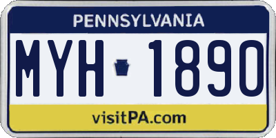 PA license plate MYH1890