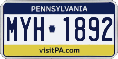 PA license plate MYH1892