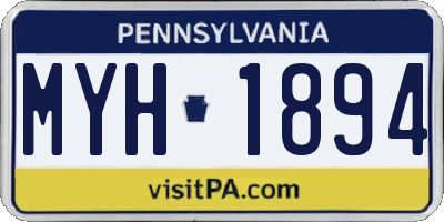 PA license plate MYH1894