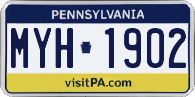 PA license plate MYH1902
