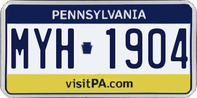PA license plate MYH1904