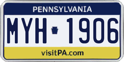 PA license plate MYH1906