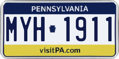 PA license plate MYH1911