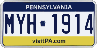 PA license plate MYH1914