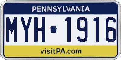 PA license plate MYH1916