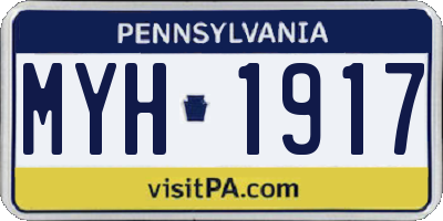 PA license plate MYH1917