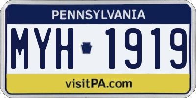PA license plate MYH1919