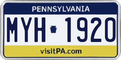 PA license plate MYH1920