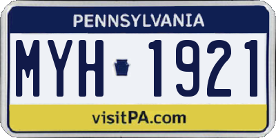 PA license plate MYH1921
