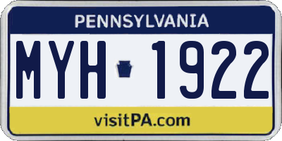 PA license plate MYH1922
