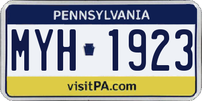 PA license plate MYH1923
