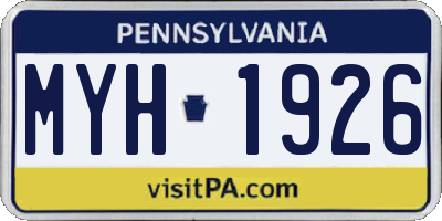 PA license plate MYH1926