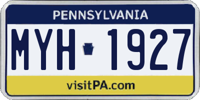 PA license plate MYH1927