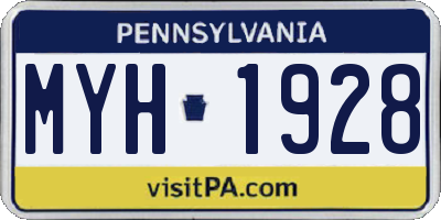 PA license plate MYH1928