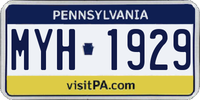 PA license plate MYH1929