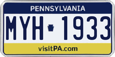 PA license plate MYH1933