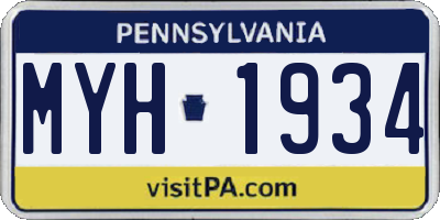 PA license plate MYH1934
