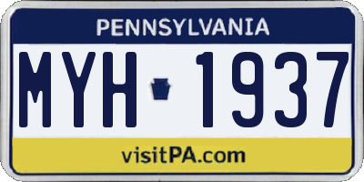 PA license plate MYH1937