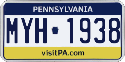 PA license plate MYH1938
