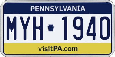 PA license plate MYH1940