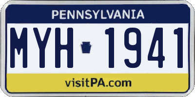 PA license plate MYH1941