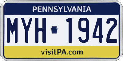 PA license plate MYH1942