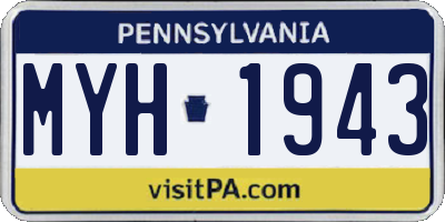 PA license plate MYH1943
