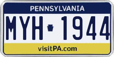 PA license plate MYH1944