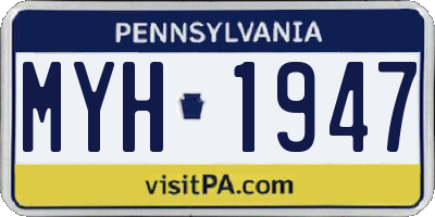 PA license plate MYH1947