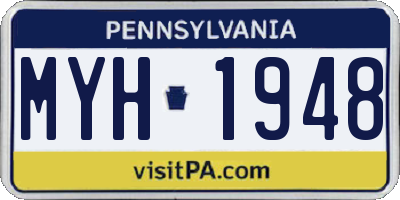 PA license plate MYH1948