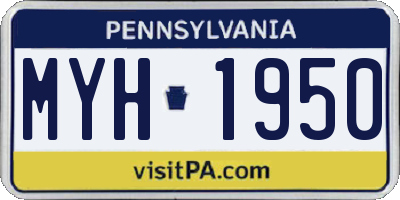 PA license plate MYH1950