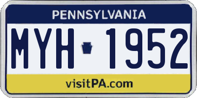 PA license plate MYH1952