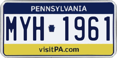 PA license plate MYH1961