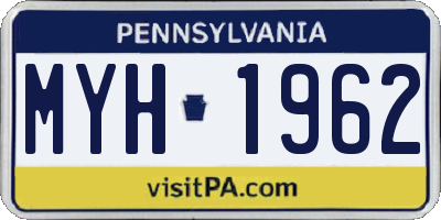 PA license plate MYH1962
