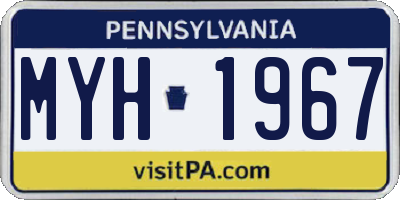 PA license plate MYH1967
