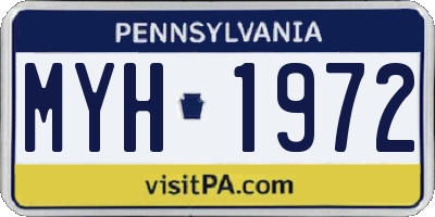 PA license plate MYH1972