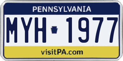 PA license plate MYH1977