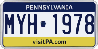 PA license plate MYH1978